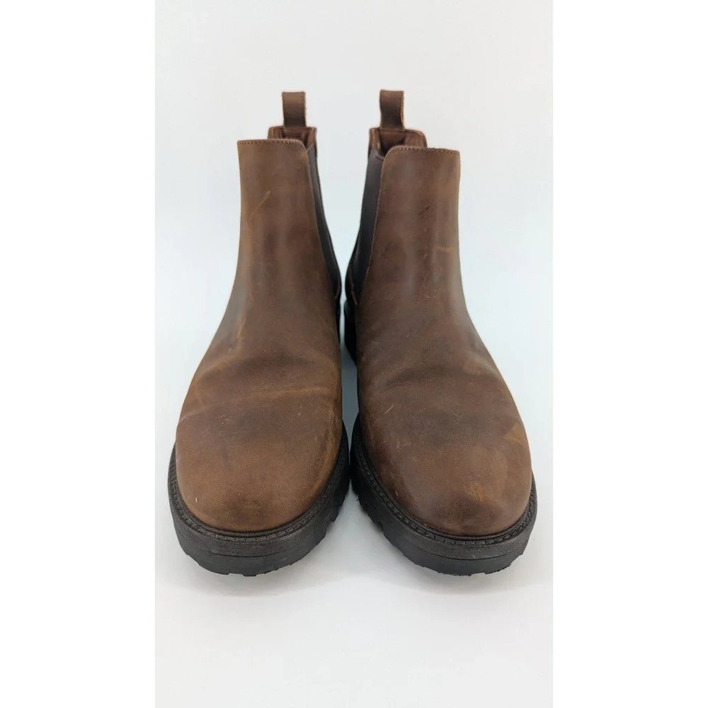 Patina Footwear Mens Brown Leather Chelsea Lug Sole Boots Size 9